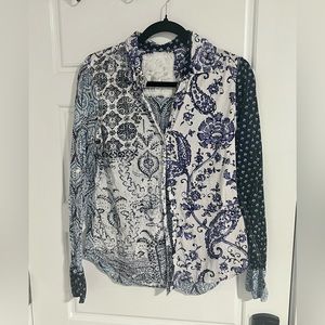 Cino Button Down Shirt - White/Blue - M